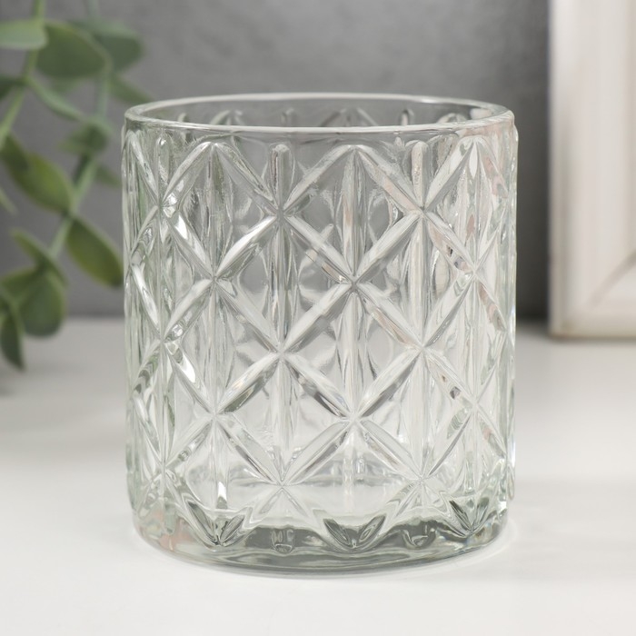Банка для свечей стекло Банка для свечей стекло "Ромб" прозрачная 200 мл 7х7х8 см