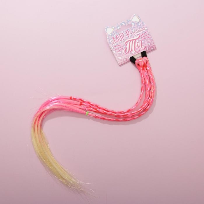 Резинки для волос , детские , цветные косички «Замур-р-чательная ты», d=4 см.