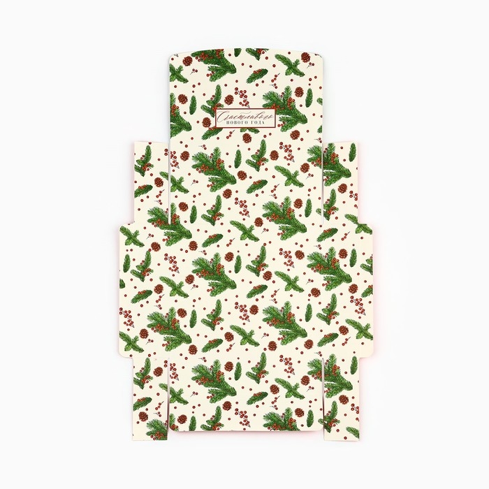 Коробка подарочная новогодняя складная двухсторонняя «Новогодние игрушки», 20 х 18 х 5 см, Новый год Коробка подарочная новогодняя складная двухсторонняя «Новогодние игрушки», 20 х 18 х 5 см, Новый год