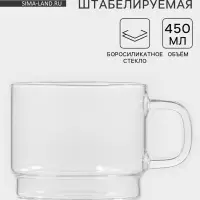 Кружка Magistro &laquo;Боттом&raquo;, 450 мл, 9.5&times;8 см штабелируемая, боросиликатное стекло, прозрачная