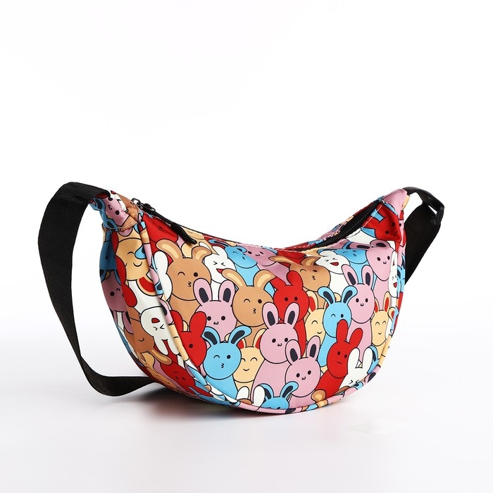 Сумка молодёжная на молнии, цвет разноцветный/розовый Сумка молодёжная на молнии, цвет разноцветный/розовый