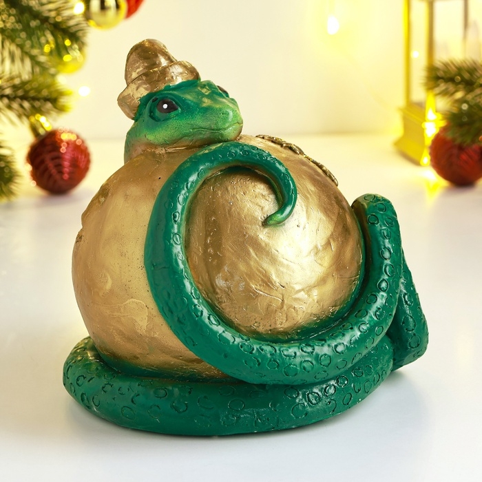 Новый год. Символ 2025. Копилка Новый год. Символ 2025. Копилка "Змея с шаром" 16х16х15см, зеленая