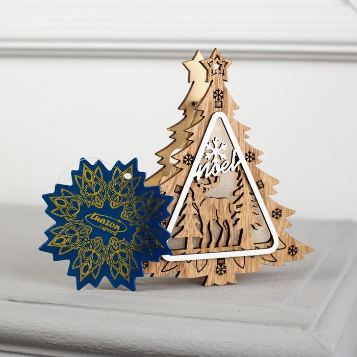 Ёлочная игрушка «Ёлочка с оленем», от батареек, свечение тёплое белое Ёлочная игрушка «Ёлочка с оленем», от батареек, свечение тёплое белое