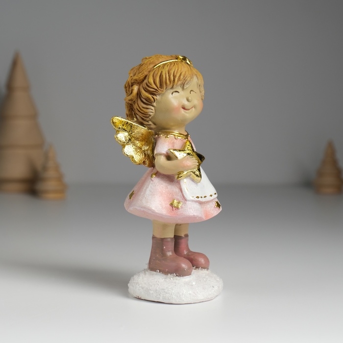 Сувенир полистоун Сувенир полистоун "Ангелочек в розовом платье и белом фартуке" МИКС 6,5х5х12,5 см