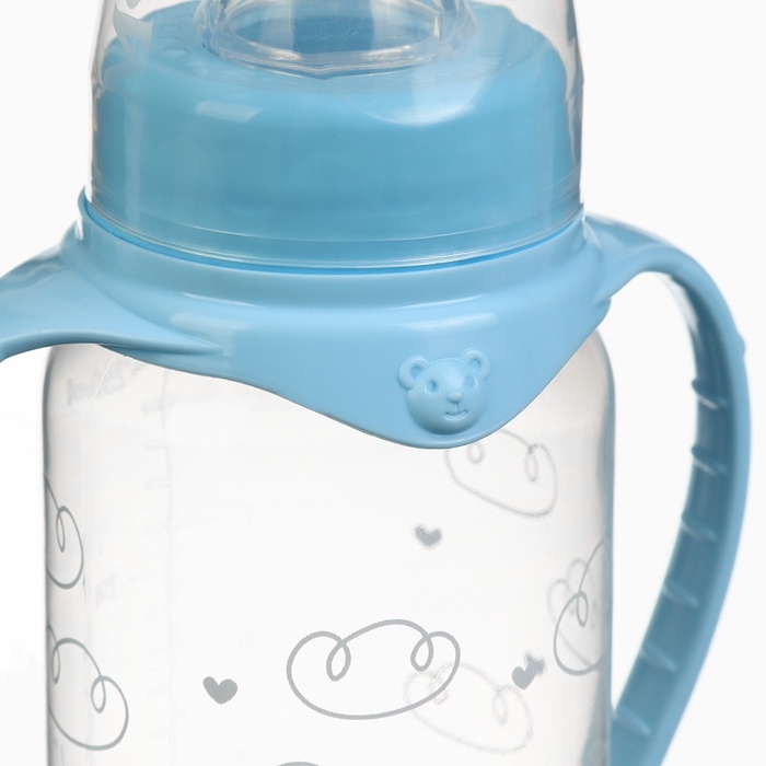 Бутылочка для кормления Бутылочка для кормления "Наш любимый сыночек" 250 мл цилиндр, с ручками, цвет голубой