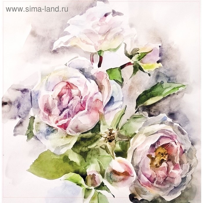 Картина на подрамнике Картина на подрамнике "Акварель. Пионы" 30*30 см