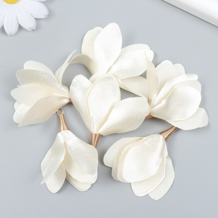 Декор для творчества текстиль Декор для творчества текстиль "Бутон, цвет грардении" набор 6 шт 6 см