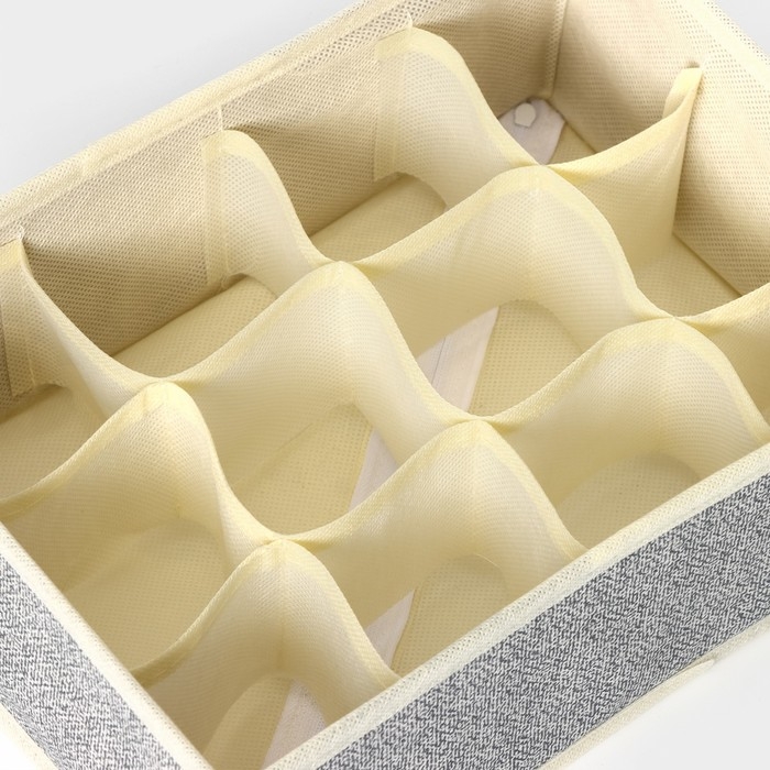 Органайзер для хранения белья Доляна «Европа», 12 ячеек, 27×20×10 см, цвет бежевый Органайзер для хранения белья Доляна «Европа», 12 ячеек, 27×20×10 см, цвет бежевый