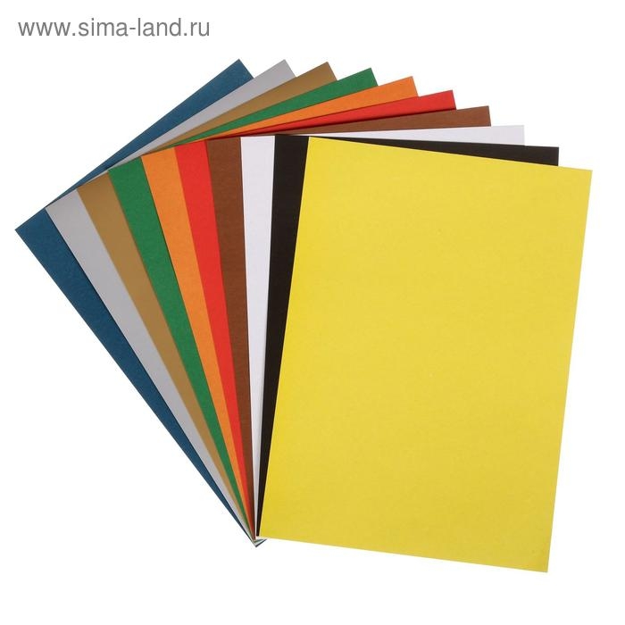 Картон цветной А4, 10 листов, 10 цветов, ЗХК Картон цветной А4, 10 листов, 10 цветов, ЗХК "Цветик", 220 г/м, 1021735