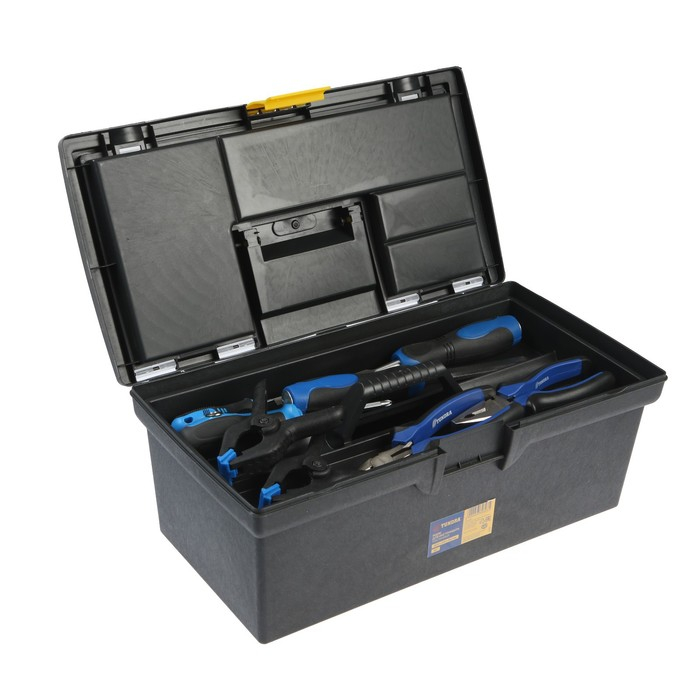 Ящик для инструмента ТУНДРА, 16 Ящик для инструмента ТУНДРА, 16", 405 х 215 х 160 мм, пластиковый, органайзер