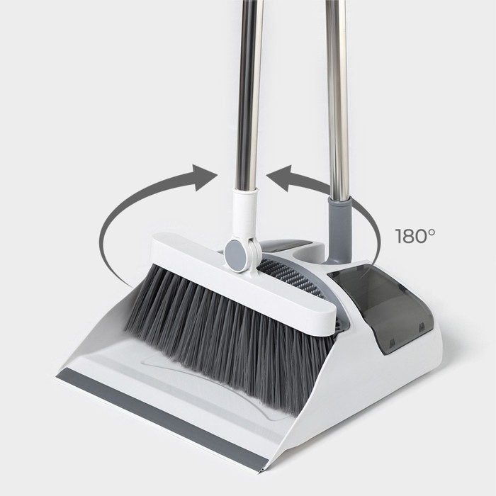 Щётка для пола Raccoon: совок 28×27×89 см, щётка 23×94 см, цвет белый Щётка для пола Raccoon: совок 28×27×89 см, щётка 23×94 см, цвет белый