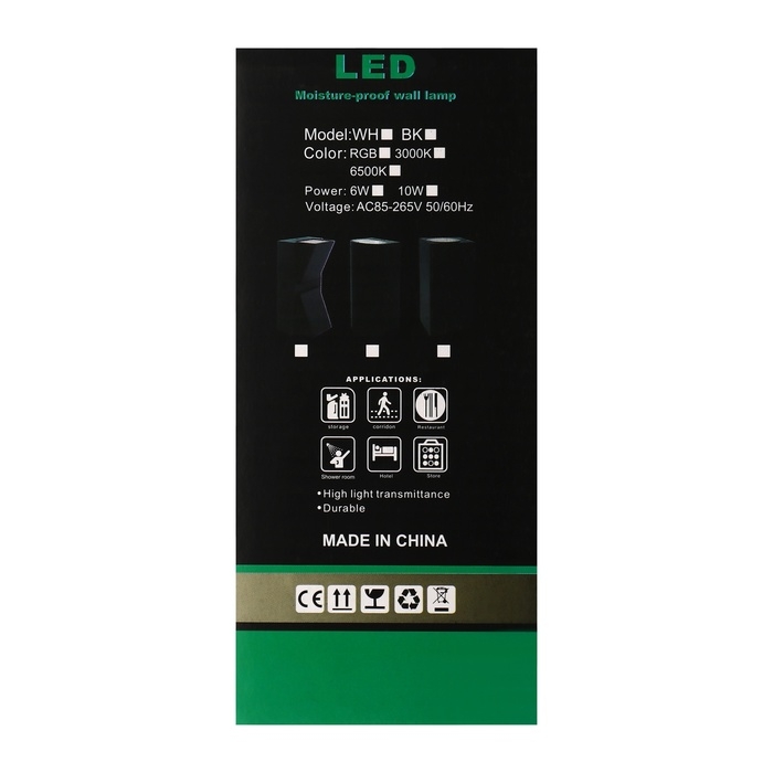 Светильник фасадный «Глайт», FSD-034, 10 Вт, 3000K, IP65, 220 В, пластик, черный Светильник фасадный «Глайт», FSD-034, 10 Вт, 3000K, IP65, 220 В, пластик, черный