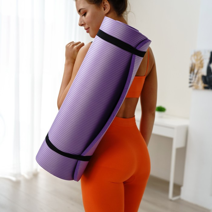 Коврик для йоги Sangh, 183×61×1,5 см, цвет фиолетовый Коврик для йоги Sangh, 183×61×1,5 см, цвет фиолетовый