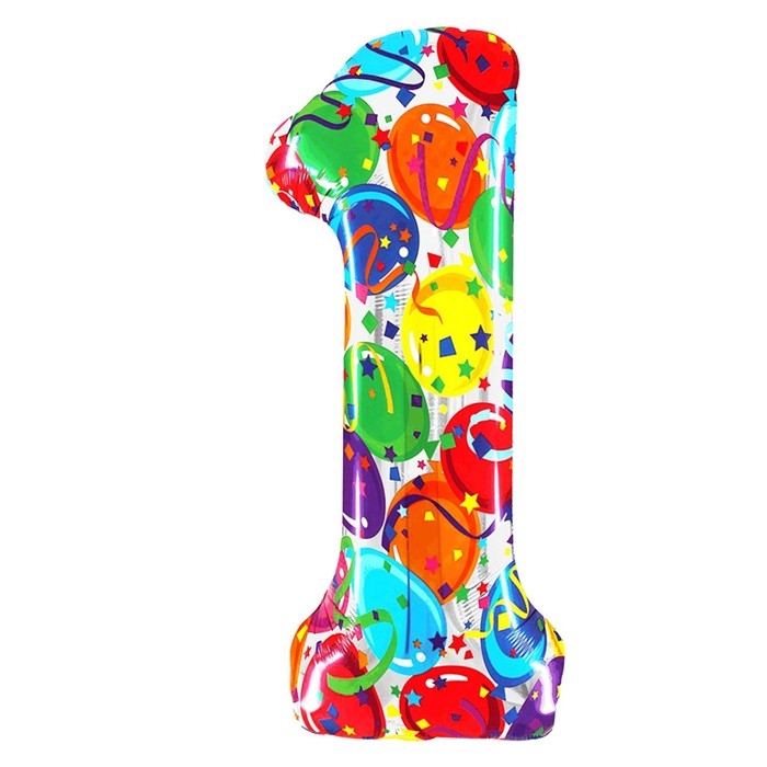 Шар фольгированный 40" &laquo;Цифра 1&raquo;, яркие шары