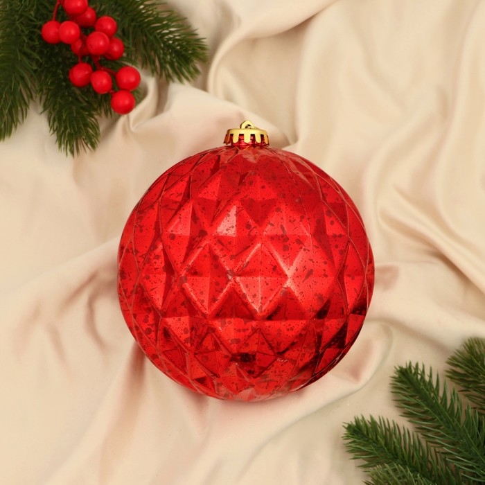 Шар пластик d-15 см Шар пластик d-15 см "Винтаж" грани, красный