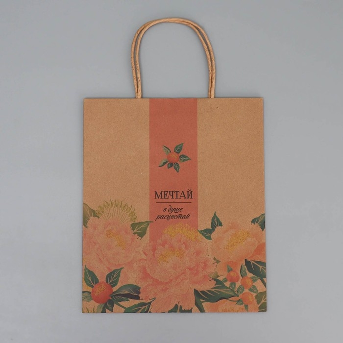 Пакет подарочный крафтовый, упаковка, «Мечтай», ML 23 х 27 х 11.5 см