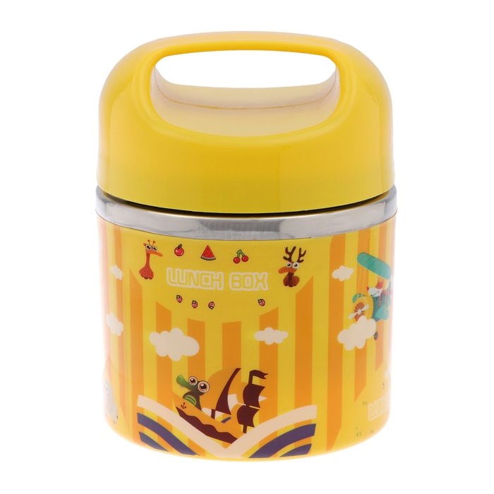 Ланч-бокс Ланч-бокс "В мире зверей", 630 мл, сохраняет тепло 3 ч, 11 х 15 см, желтый