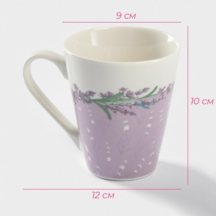 Кружка фарфоровая Доляна &laquo;Лаванда&raquo;, 320 мл