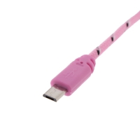 Кабель Luazon, microUSB - USB, 1 А, 1 м, оплётка нейлон, розовый