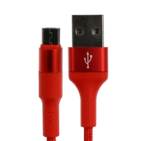 Кабель Hoco X26, Micro USB - USB, 2 А, 1 м, передача данных, оплётка нейлон, красный