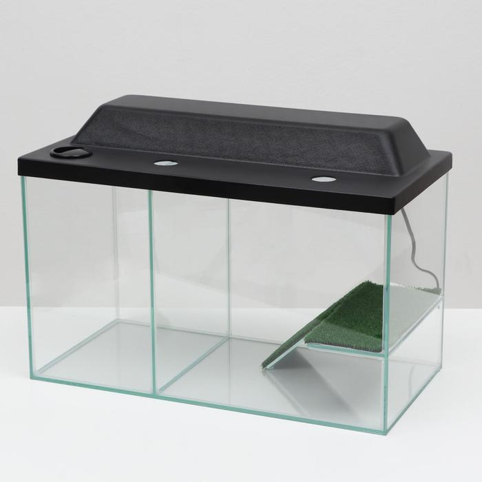 Аквариум - террариум с крышкой и мостиком, 35 литров, 50 x 25 x 30 см, черный Аквариум - террариум с крышкой и мостиком, 35 литров, 50 x 25 x 30 см, черный