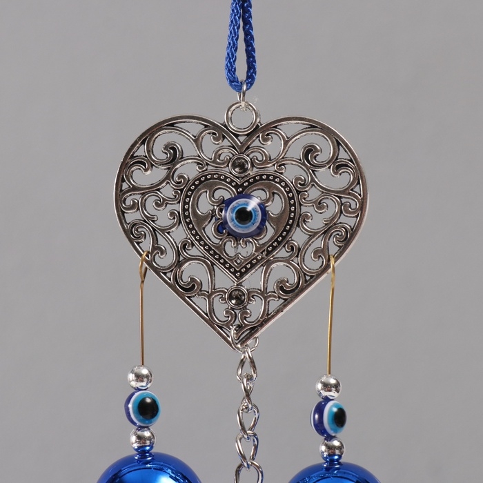 Музыка ветра металл от сглаза Музыка ветра металл от сглаза "Ажурное сердце" 5 колокольчиков 5,5х45 см