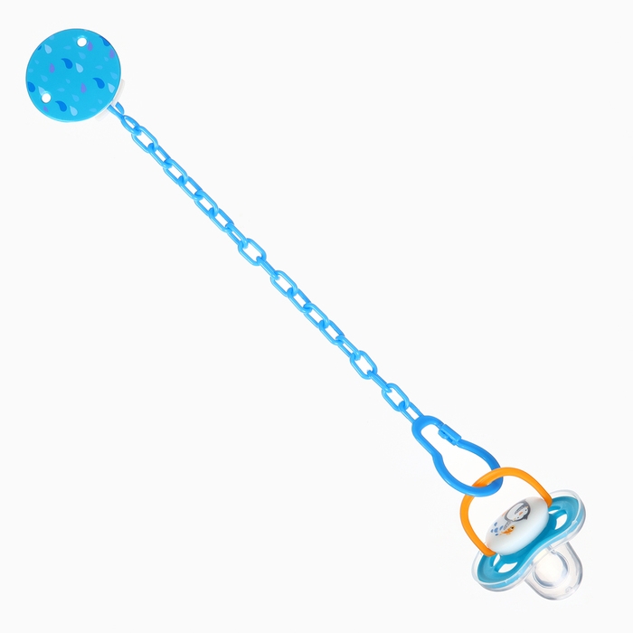 Набор: Соска - пустышка с держателем «Пингвин», анатомическая +6 мес, цвет голубой Набор: Соска - пустышка с держателем «Пингвин», анатомическая +6 мес, цвет голубой