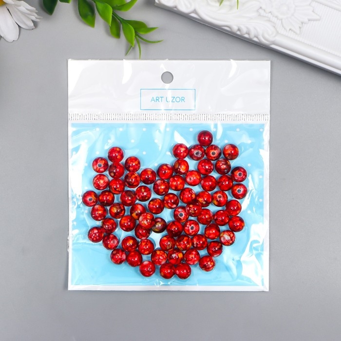 Бусины для творчества пластик Бусины для творчества пластик "Мраморные. Терракот" d=0,8 см набор 20 гр