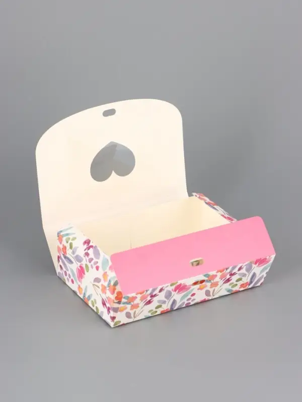 Подарочная коробка сборная с окном «Розовые цветы», 16.5×11, 5×5 см