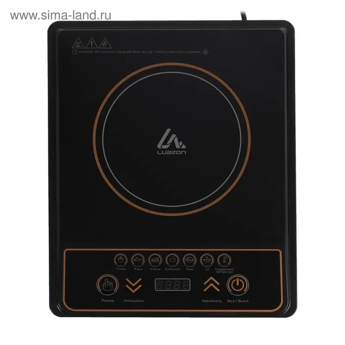 Плитка электрическая Luazon LIP-001, индукционная, 1 конфорка, 2100 Вт, чёрная