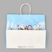 Пакет подарочный крафтовый &laquo;С Новым годом&raquo;, 32&times;28&times;15 см