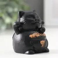 Фигура «Кот манэки-нэки», 5.5×5×5 см, чёрная