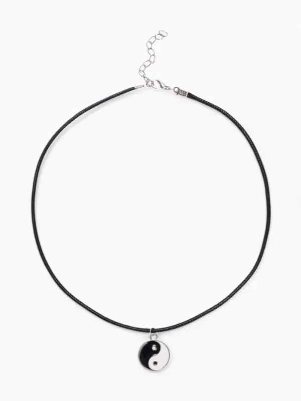 Кулон на шнурке &laquo;Инь-ян&raquo;, чёрно-белый в серебре, 45 см