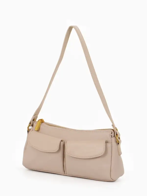 Сумка женская багет TEXTURA на молнии, 27&times;8&times;13 см, бежевая