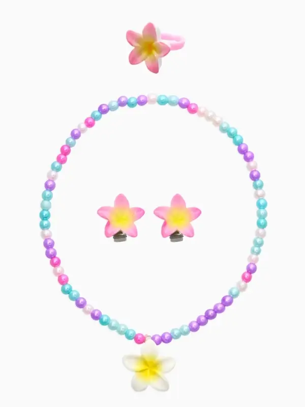 Набор детский &laquo;Выбражулька. Цветок&raquo;, 3 предмета: бусы, клипсы, кольцо безразмерное, разноцветный