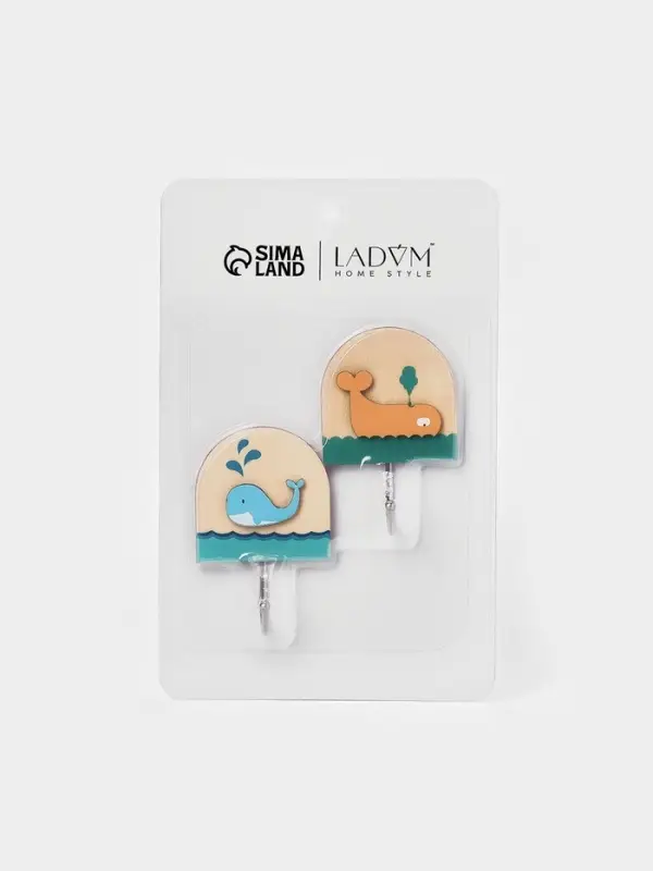 Набор самоклеящихся деревянных крючков LaDо́m Wooden animals, 2 шт., 7.8&times;2.7&times;5.1 см