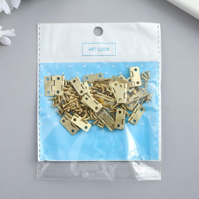 Петля для шкатулки металл с закругленными углами золото + саморезы набор 25 шт 1,6х1,3 см Петля для шкатулки металл с закругленными углами золото + саморезы набор 25 шт 1,6х1,3 см