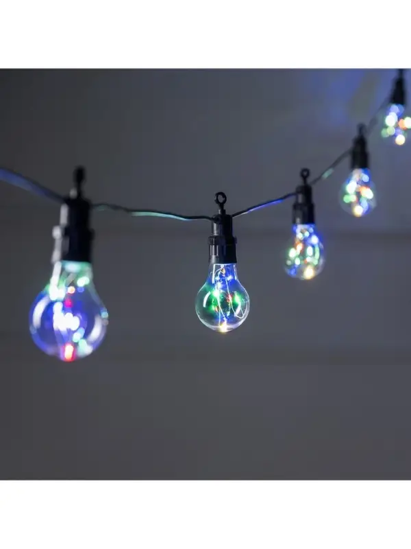 Гирлянда &laquo;Белт-лайт&raquo; 5 м с насадками &laquo;Роса&raquo;, IP44, УМС, тёмная нить, 50 LED, свечение мульти, 3 В