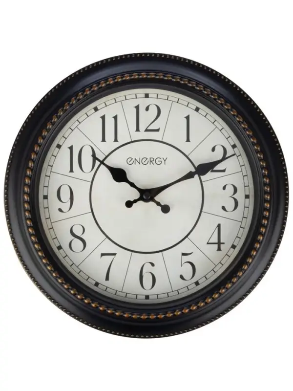 Часы настенные ENERGY ЕС-118, интерьерные, d-27.9 см, плавный ход, черные