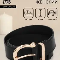 Ремень женский, 4&times;110 см, без винта, пряжка золотистая, 1 прокол, чёрный
