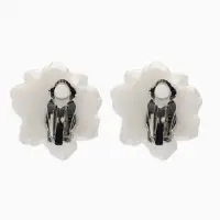 Клипсы "Цветочки" цвет белый в серебре