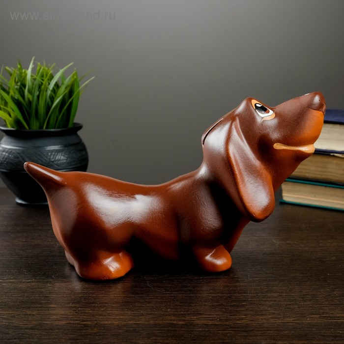 Копилка Копилка "Такса" коричневая, 25х12х15см