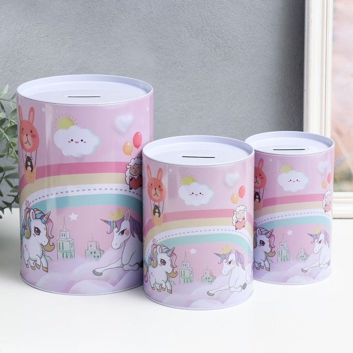 Копилка металл банка Копилка металл банка "Звери облачного царства" набор 3 шт 10х10х15;12х12х16;15х15х21,4 см