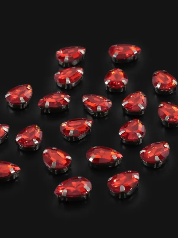 Стразы пришивные &laquo;Капля&raquo;, в оправе, 10&times;14 мм, 20 шт., красные