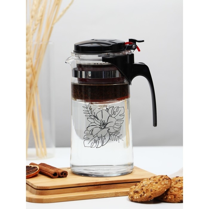 Чайник заварочный стеклянный Дорого внимание «Цветы», 900 мл Чайник заварочный стеклянный Дорого внимание «Цветы», 900 мл