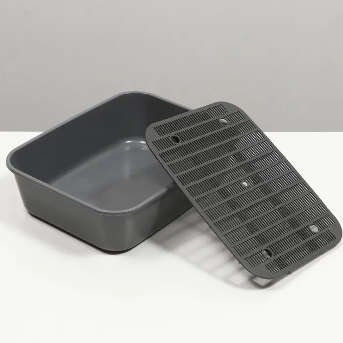 Туалет для кошек &laquo;Сима&raquo; FIX, 29&times;38&times;10.5 см, с сеткой, пластик, серый