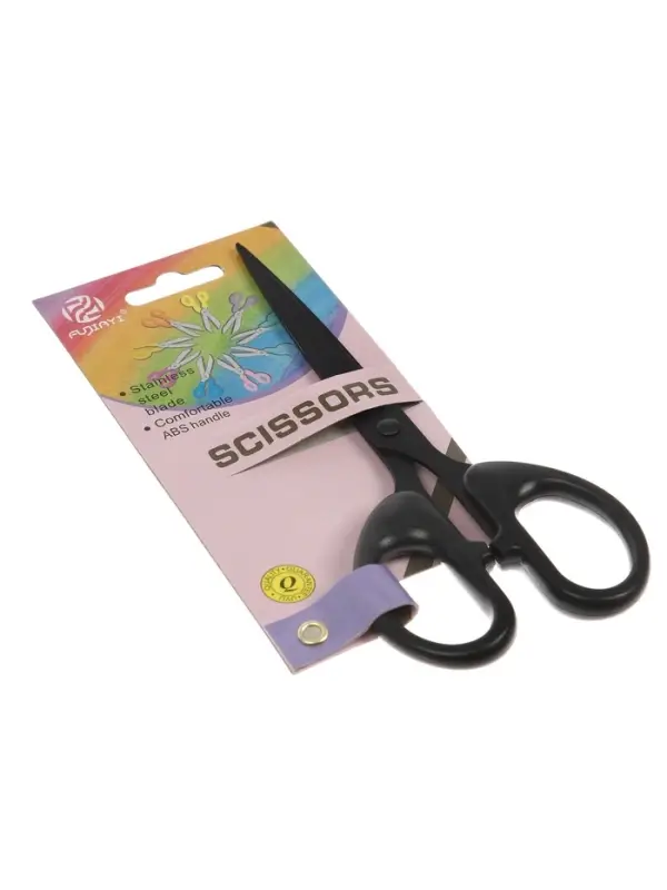 Ножницы канцелярские 16см, черные, длина лезвия 10см