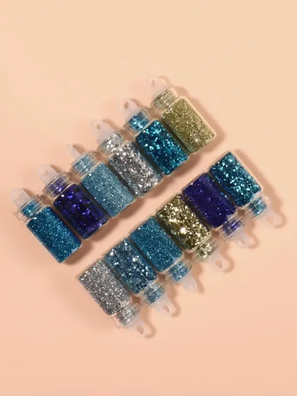 Блёстки для декора &laquo;Небесное мерцание&raquo;, набор 12 бутылочек, крупные/мелкие, разноцветные