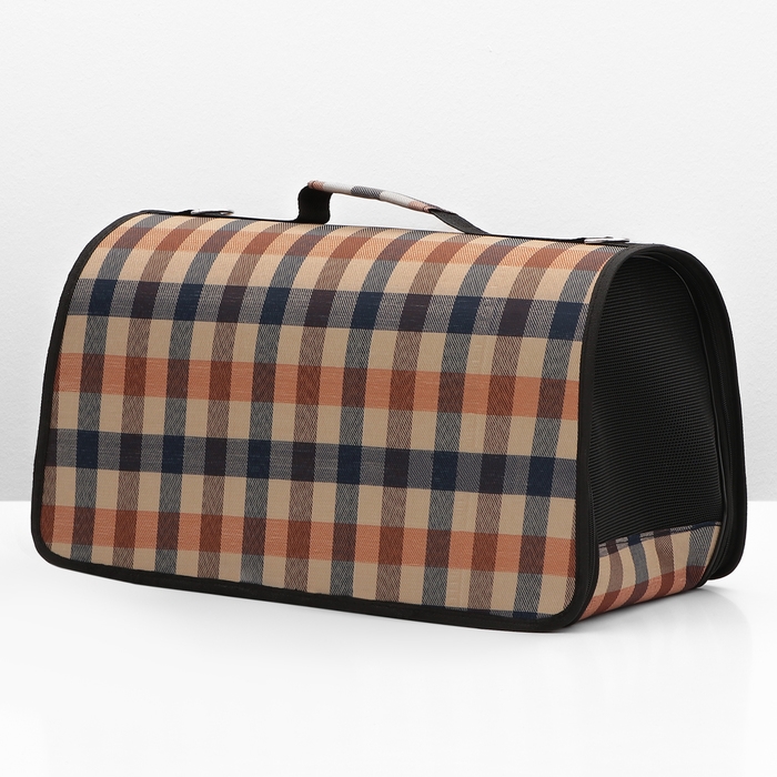 Сумка-переноска каркасная со шторкой, размер L, 53 х 22 х 29 см, клетчатая Сумка-переноска каркасная со шторкой, размер L, 53 х 22 х 29 см, клетчатая