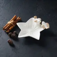 Блюдо сервировочное &laquo;Голубки на цветочке&raquo;, 14&times;15&times;5 см, керамика, белое